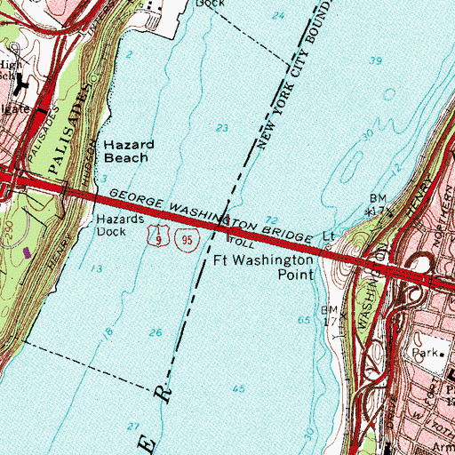 Topographic Map of George Washington Bridge, NY