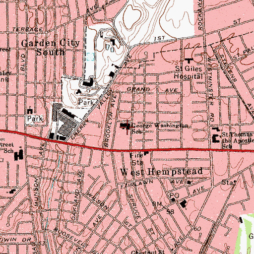 Topographic Map of George Washington Elementary School, NY