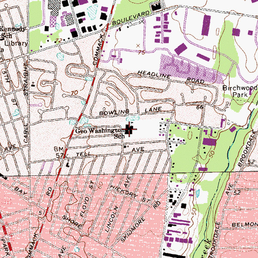 Topographic Map of George Washington School, NY