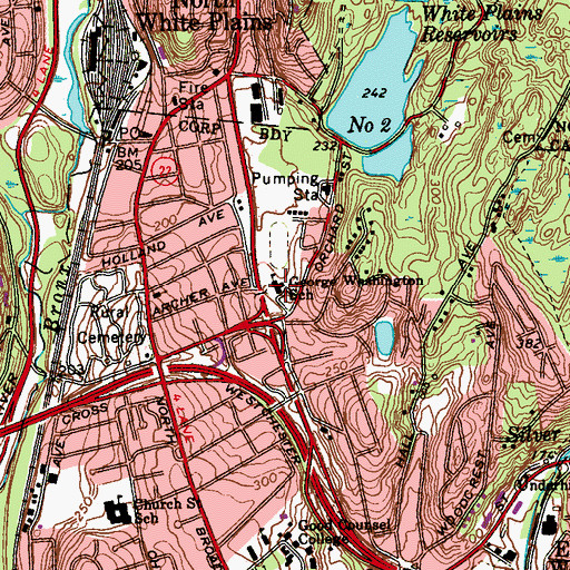 Topographic Map of George Washington School, NY