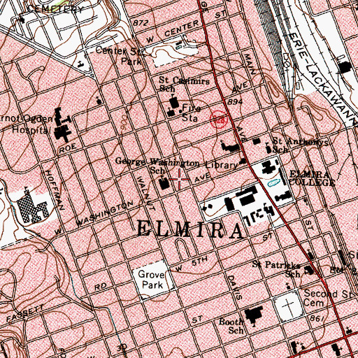 Topographic Map of Riverside School at Washington School, NY