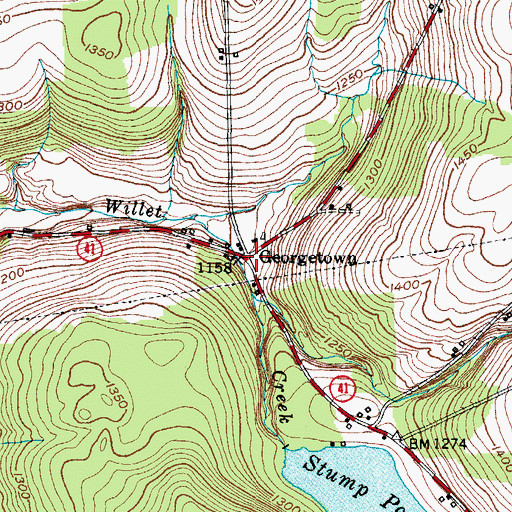 Topographic Map of Georgetown, NY