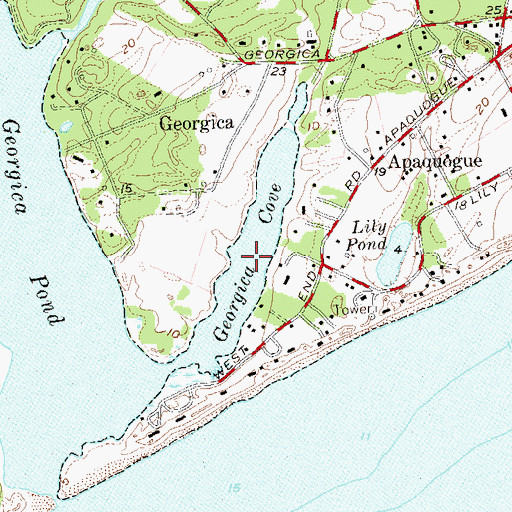 Topographic Map of Georgica Cove, NY