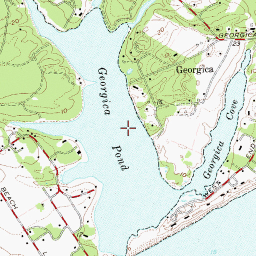 Topographic Map of Georgica Pond, NY