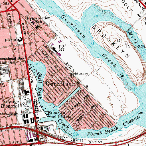 Topographic Map of Gerritsen, NY