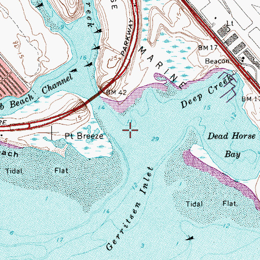 Topographic Map of Gerritsen Creek, NY