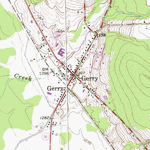 Topographic Map of Gerry, NY