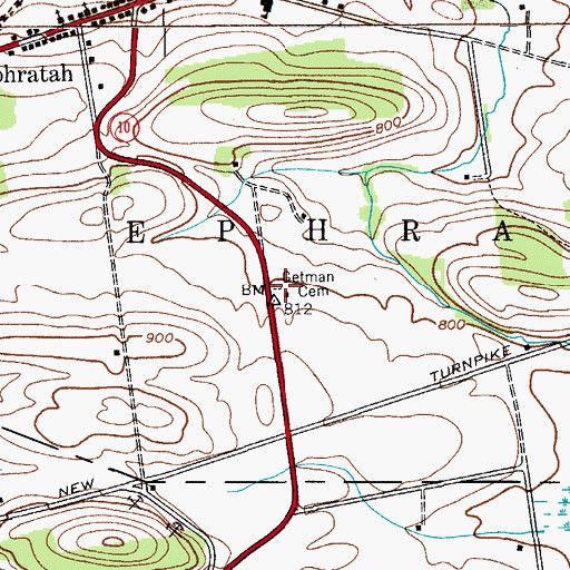Topographic Map of Getman Cemetery, NY