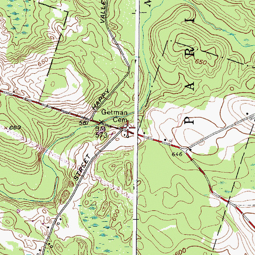 Topographic Map of Getman Cemetery, NY