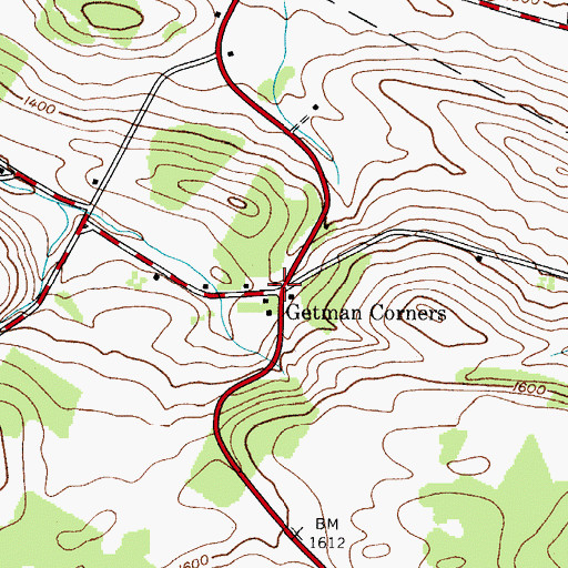 Topographic Map of Getman Corners, NY