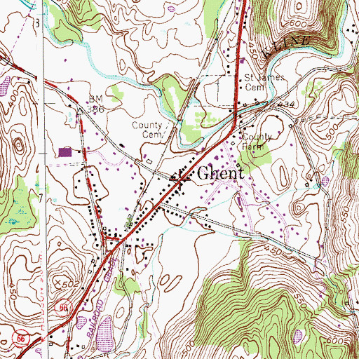 Topographic Map of Ghent, NY