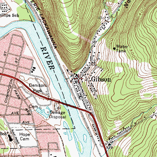 Topographic Map of Gibson, NY