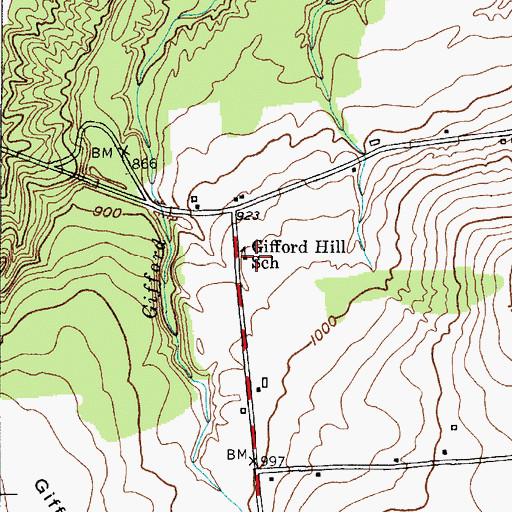 Topographic Map of Gifford Hill School, NY