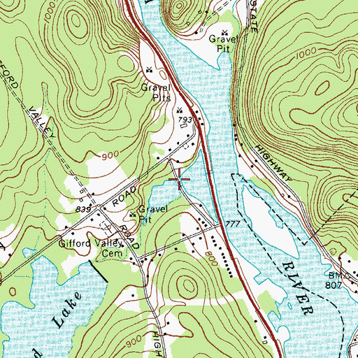 Topographic Map of Gifford Valley, NY