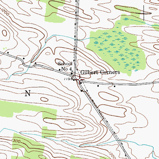 Topographic Map of Gilbert Corners, NY