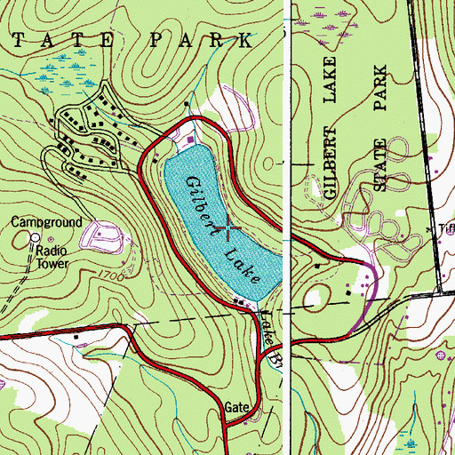Topographic Map of Gilbert Lake, NY