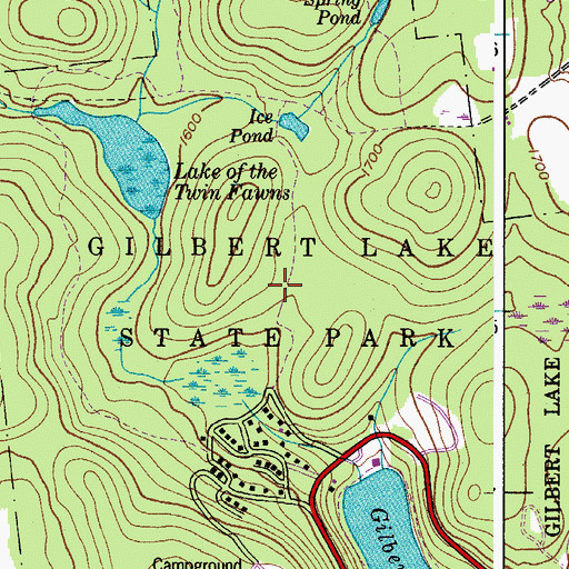 Topographic Map of Gilbert Lake State Park, NY
