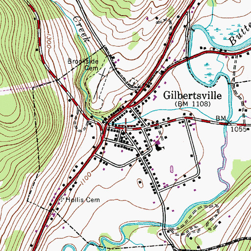 Topographic Map of Gilbertsville, NY