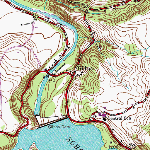 Topographic Map of Gilboa, NY