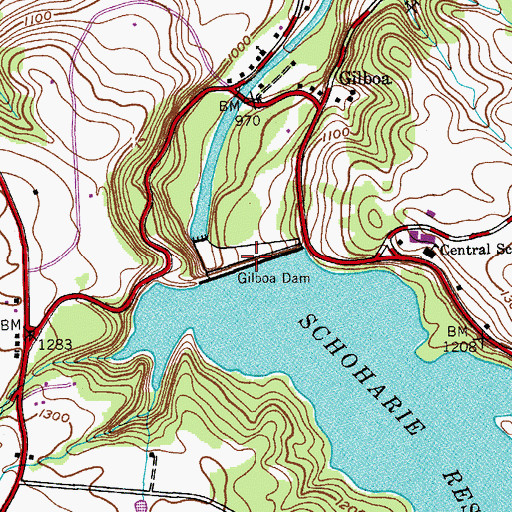 Topographic Map of Gilboa Dam, NY