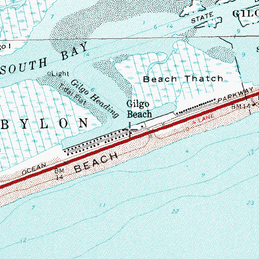 Topographic Map of Gilgo Beach, NY