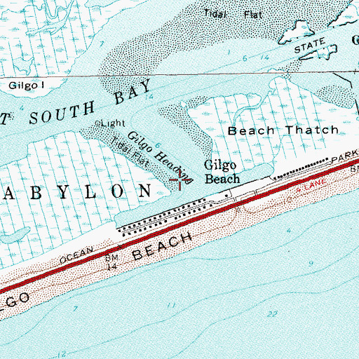Topographic Map of Gilgo Heading, NY