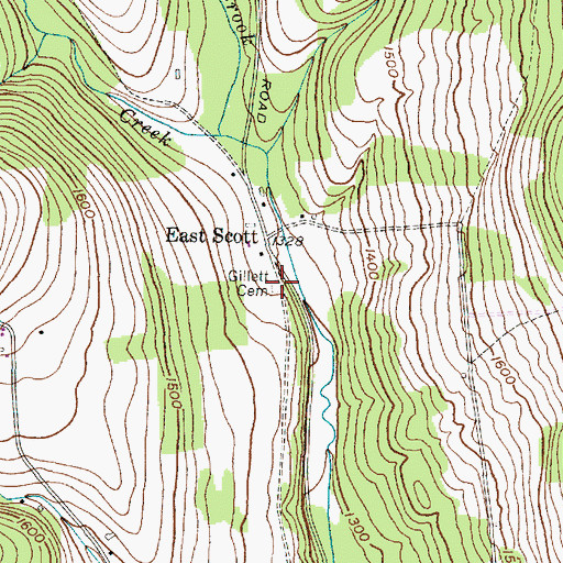 Topographic Map of Gillett Cemetery, NY