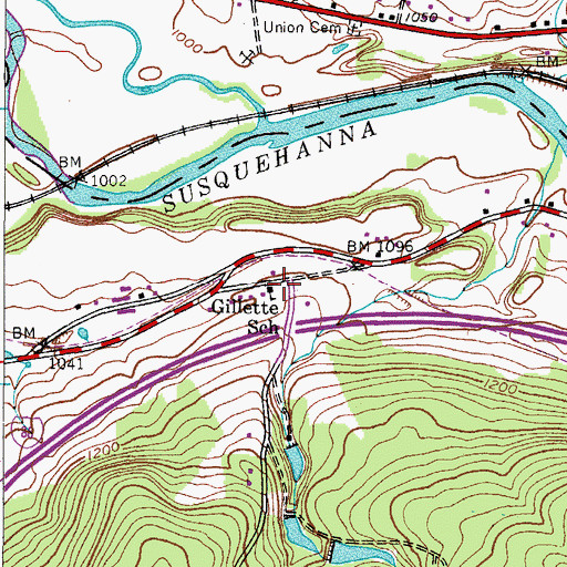 Topographic Map of Gillette School (historical), NY