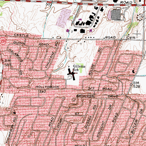 Topographic Map of Gillette School, NY