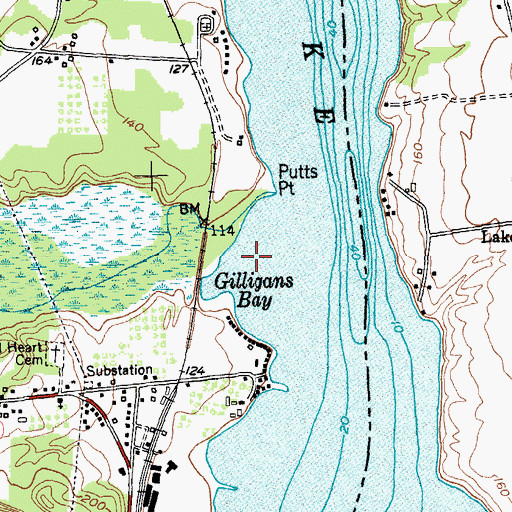 Topographic Map of Gilligans Bay, NY