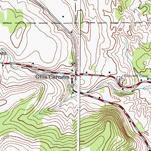 Topographic Map of Gills Corners, NY