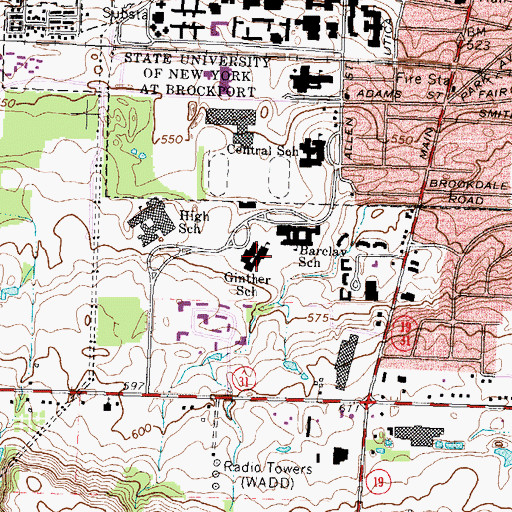 Topographic Map of Ginther Elementary School, NY