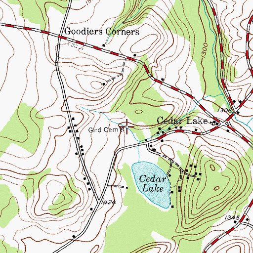 Topographic Map of Gird Cemetery, NY