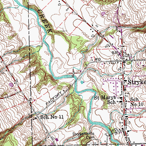 Topographic Map of Glade Creek, NY