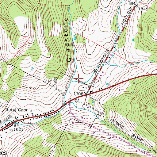 Topographic Map of Gladstone Hollow, NY