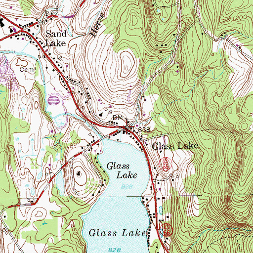 Topographic Map of Glass Lake, NY