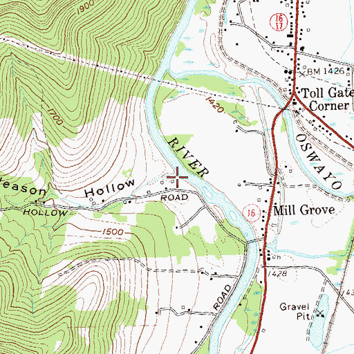 Topographic Map of Gleason Hollow, NY