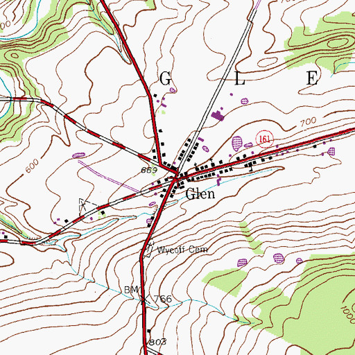 Topographic Map of Glen, NY