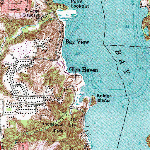 Topographic Map of Glen Haven, NY