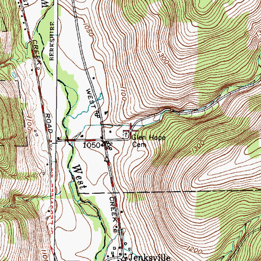 Topographic Map of Jenksville Cemetery, NY