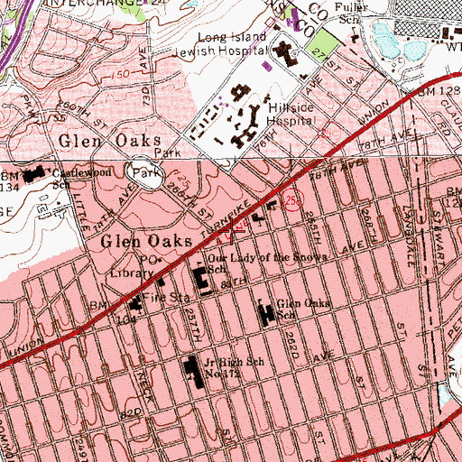 Topographic Map of Glen Oaks, NY
