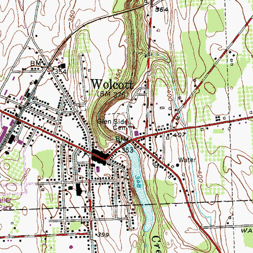 Topographic Map of Glenside Cemetery, NY