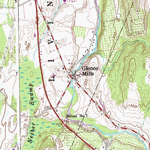 Topographic Map of Glenco Mills, NY