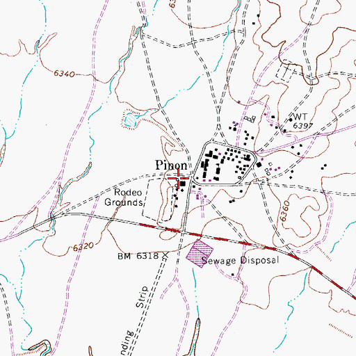 Topographic Map of Pinon, AZ