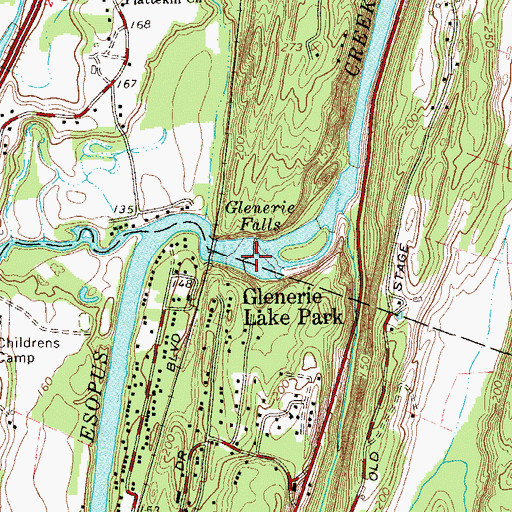 Topographic Map of Glenerie Falls, NY