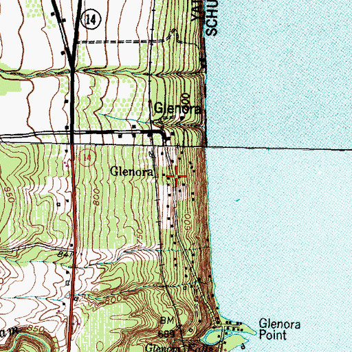Topographic Map of Glenora, NY