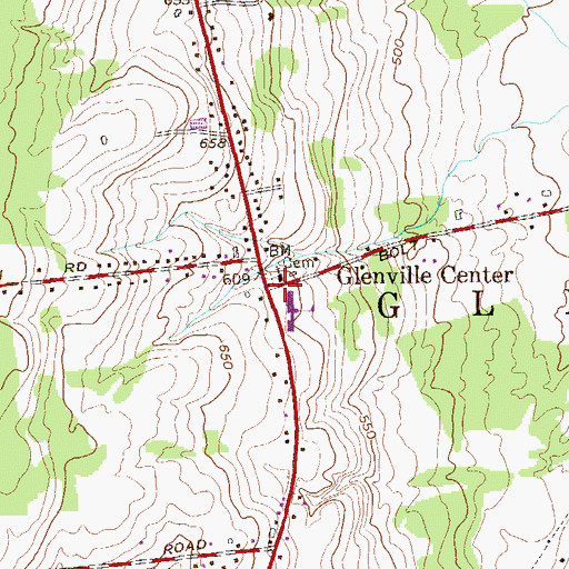 Topographic Map of Glenville Center, NY
