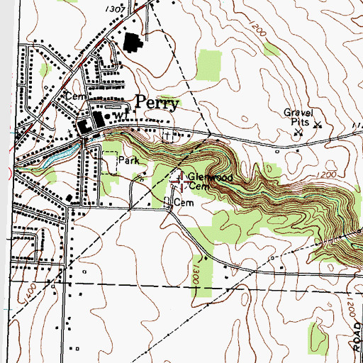 Topographic Map of Glenwood Cemetery, NY