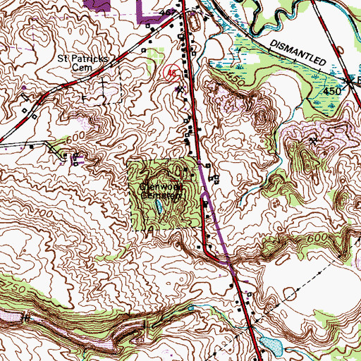 Topographic Map of Glenwood Cemetery, NY