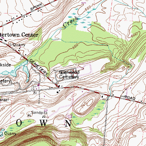 Topographic Map of Glenwood Cemetery, NY